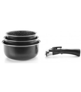 Set 3 saucepans + 1 removable handle EQUIPA by Ibili