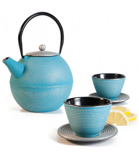 Cast iron teapot SOHO + 2 mugs with plate by Ibili