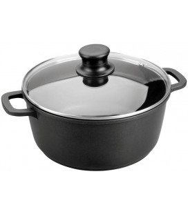 Fonte d'aluminium rond Casserole avec couvercle en verre Forte