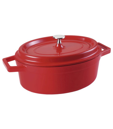 Cocotte oval roja con tapa aluminio fundido de Lacor