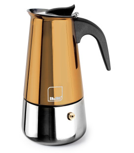 Cafetera italiana express fabricada de aluminio fundido con fondo de acero  inoxidable para inducción Evva Black Ibili